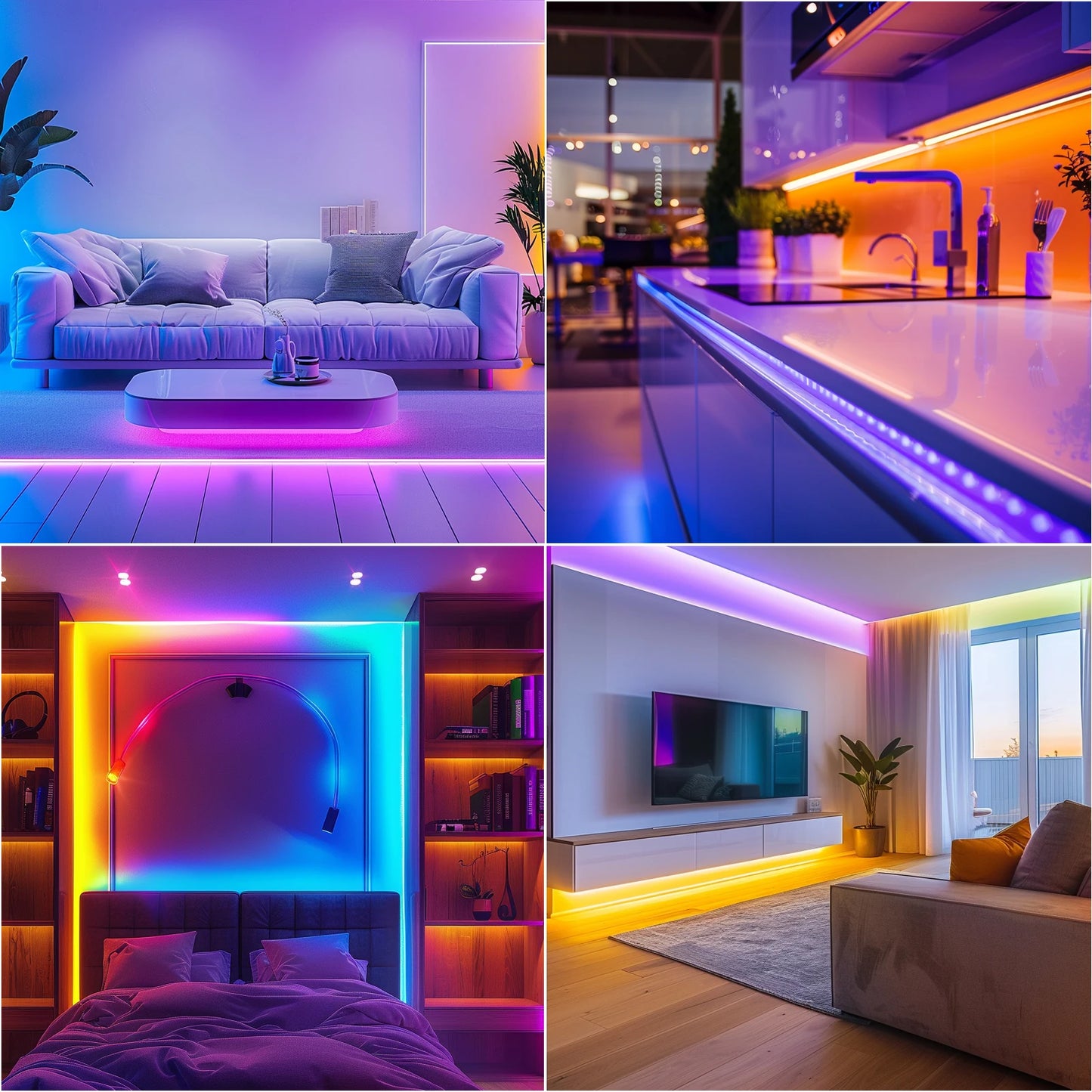 100FT WIFI LED Strip Lights, Music Synchronization RGB LED Light, with Remote Control and Application.