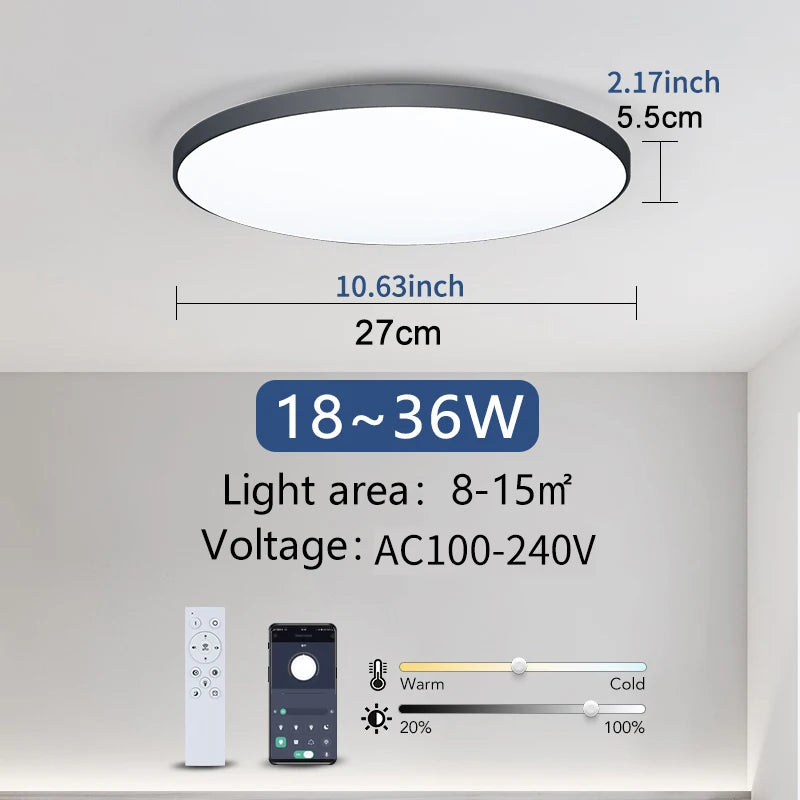 Smart Ceiling Lamp Led Lamp for Bedroom Large Ceiling Lamps Led Lights with Remote Control Dimmable Led Lights for Room