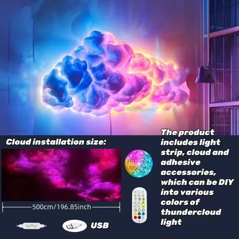DIY Cloud Light Strip RGBIC LED Strip Lights with APP & Remote Control LED Cotton Cloud Ceiling Light for Gaming Room Decoration