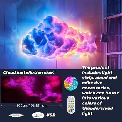 DIY Cloud Light Strip RGBIC LED Strip Lights with APP & Remote Control LED Cotton Cloud Ceiling Light for Gaming Room Decoration