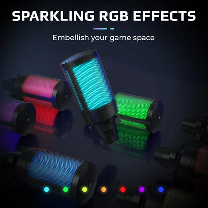 Gaming Microphone Kit with Mute for Mobile,Usb RGB Condenser Mic Set with Arm Boom for Pc,Laptop,Ps5,Streaming -A2T