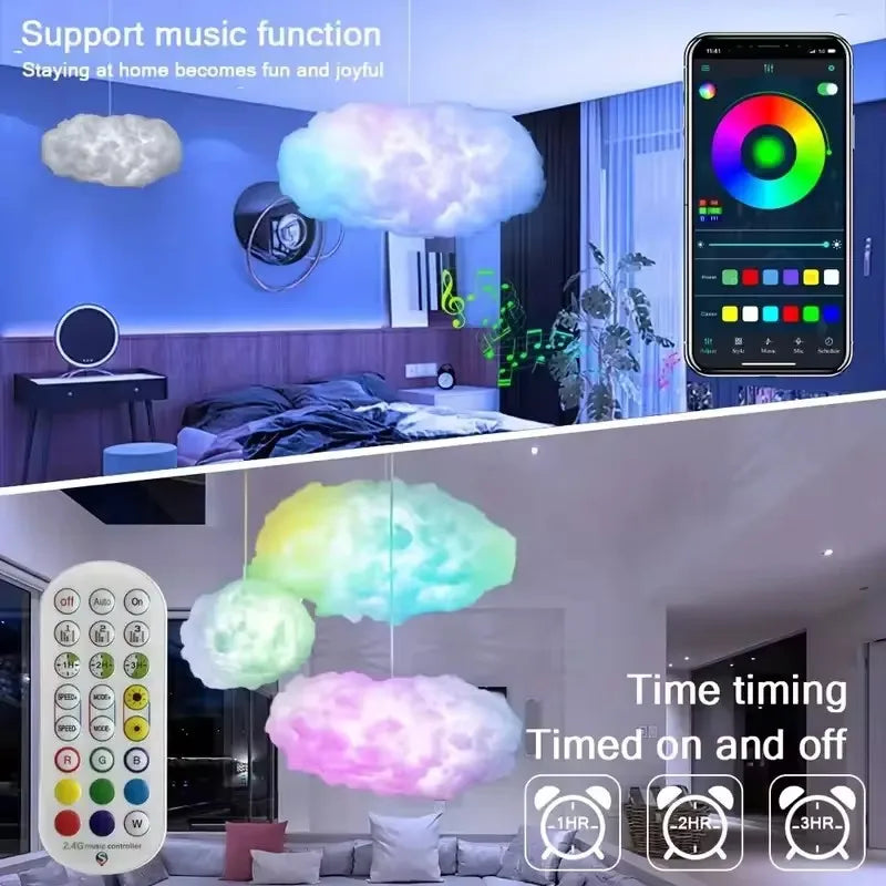 DIY Cloud Light Strip RGBIC LED Strip Lights with APP & Remote Control LED Cotton Cloud Ceiling Light for Gaming Room Decoration