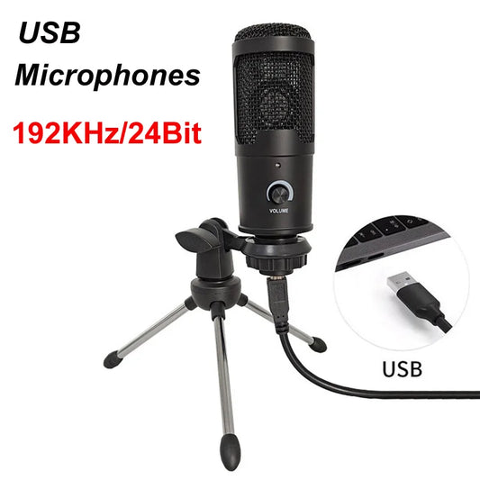 1.5M USB Condenser Microphones Mic for PC Computer Laptop Singing Gaming Streaming Recording Studio Youtube Video Microfon
