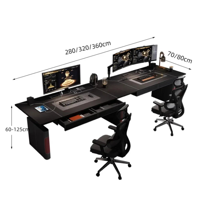 Black Designer Modern Office Desks Drawers Height Adjustable Black Electric Computer Desks Gaming Home Escritorio Furniture
