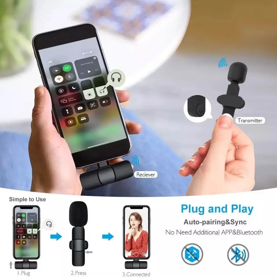 K8 Professioanl Lapel Wireless Microphone Type-C Studio Gaming Lavalier Mic for Live Broadcast Mobile Phone PC Computer
