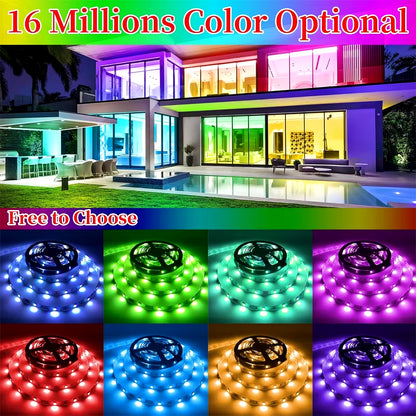 100Ft(2 Rolls of 50Ft)Led Lights，Rgb Color Changing Music Sync LED Lights Strip,Phone App Control LED Rope Lights for Bedroom
