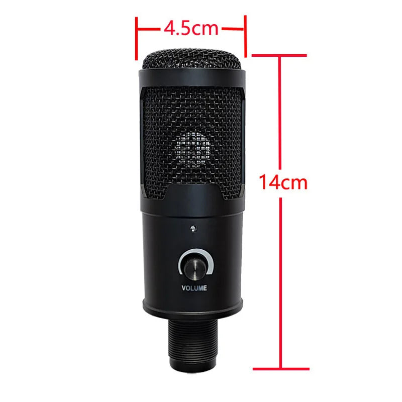 1.5M USB Condenser Microphones Mic for PC Computer Laptop Singing Gaming Streaming Recording Studio Youtube Video Microfon