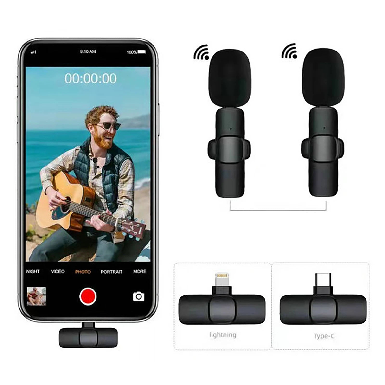 K8 Professioanl Lapel Wireless Microphone Type-C Studio Gaming Lavalier Mic for Live Broadcast Mobile Phone PC Computer
