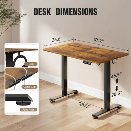 Office Desk, 47.2" Standing Desk Electric, Height Adjustable Sit Stand Up, Wood Desktop, Work Office&Writing Rising Desks