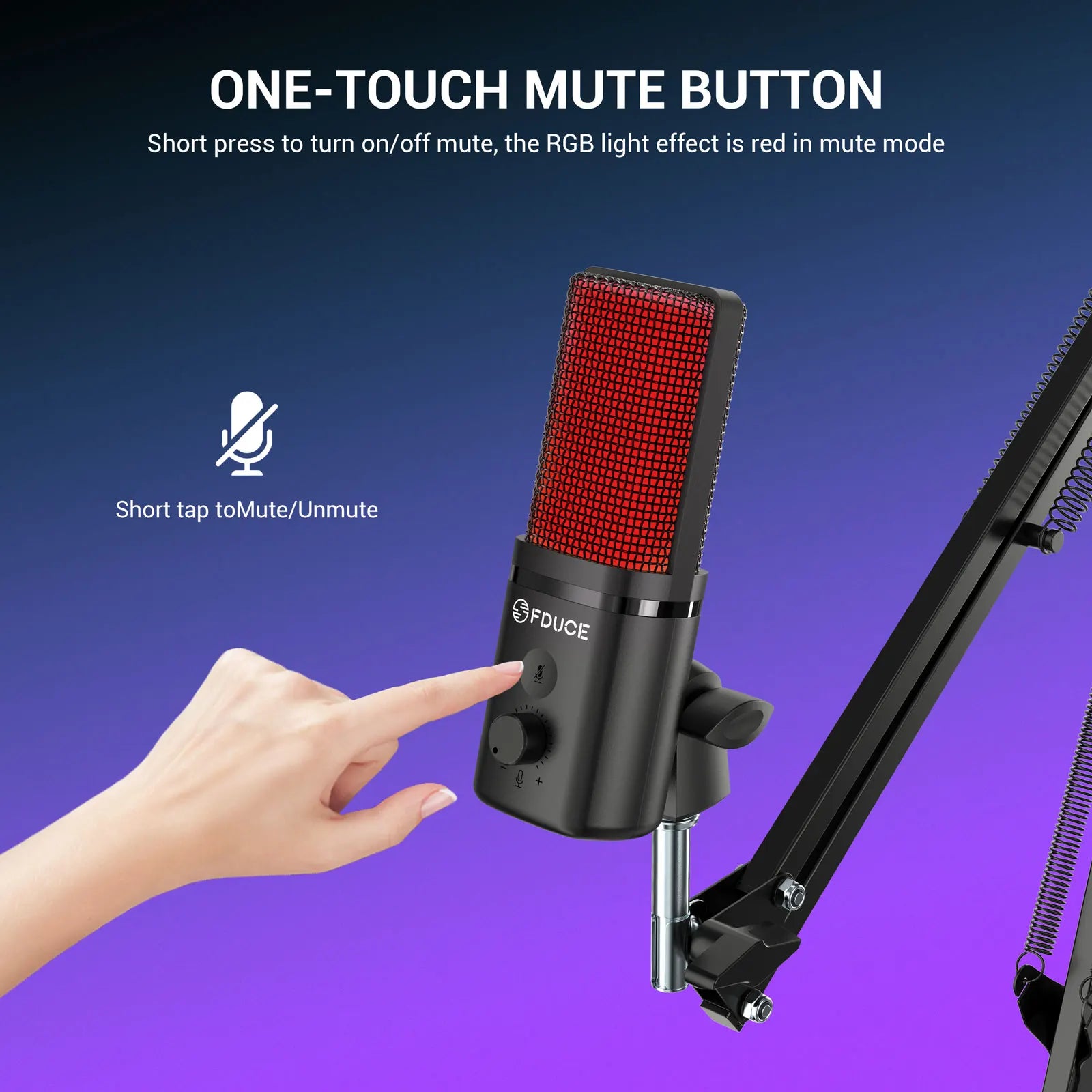 M160-RGB USB Gaming Microphone with RGB Dynamic Color,Touch Mute Button,Arm Stand or Tripod Shock Mount ,For PC PS5/4