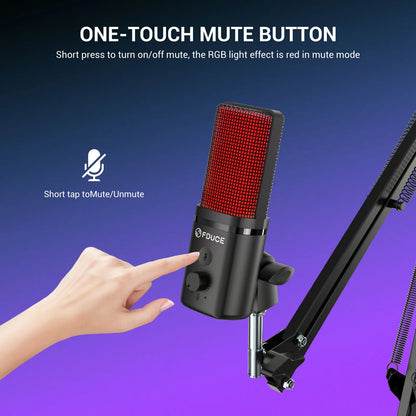 M160-RGB USB Gaming Microphone with RGB Dynamic Color,Touch Mute Button,Arm Stand or Tripod Shock Mount ,For PC PS5/4