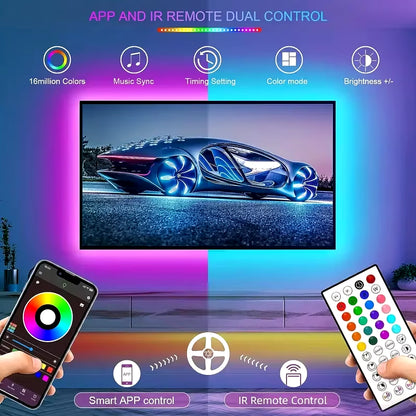 100Ft(2 Rolls of 50Ft)Led Lights，Rgb Color Changing Music Sync LED Lights Strip,Phone App Control LED Rope Lights for Bedroom