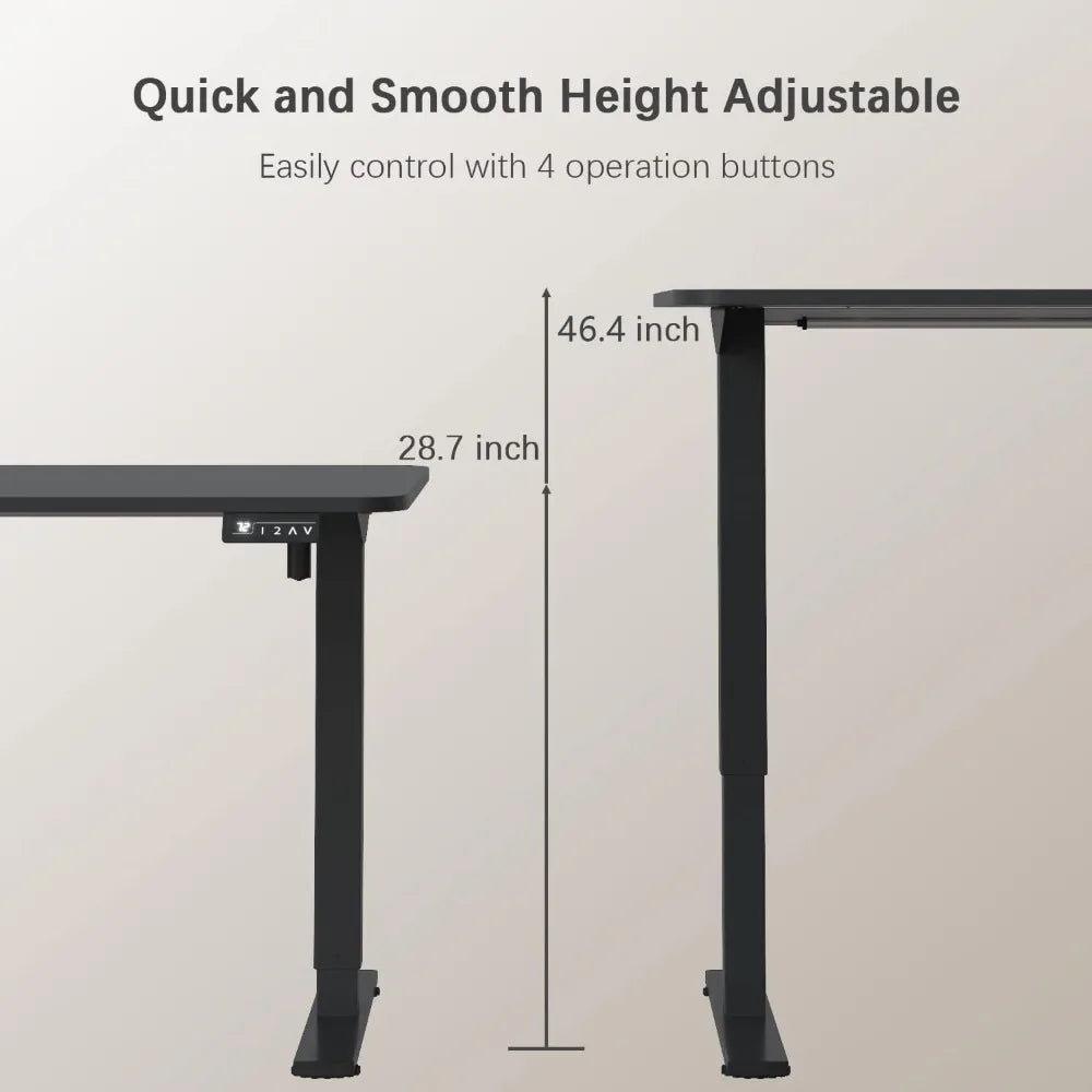 Electric Height Adjustable Desk, 55 X 24 Inches Sit Stand up Desks Office Computer Desks Memory Preset W/T-Shaped Metal Bracket