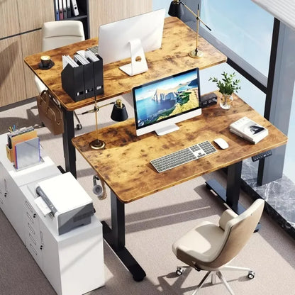 Office Desk, 47.2" Standing Desk Electric, Height Adjustable Sit Stand Up, Wood Desktop, Work Office&Writing Rising Desks