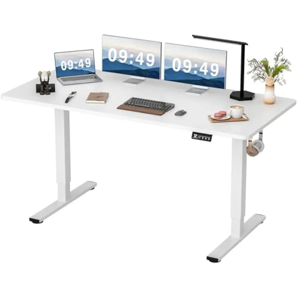 Electric Height Adjustable Desk, 55 X 24 Inches Sit Stand up Desks Office Computer Desks Memory Preset W/T-Shaped Metal Bracket