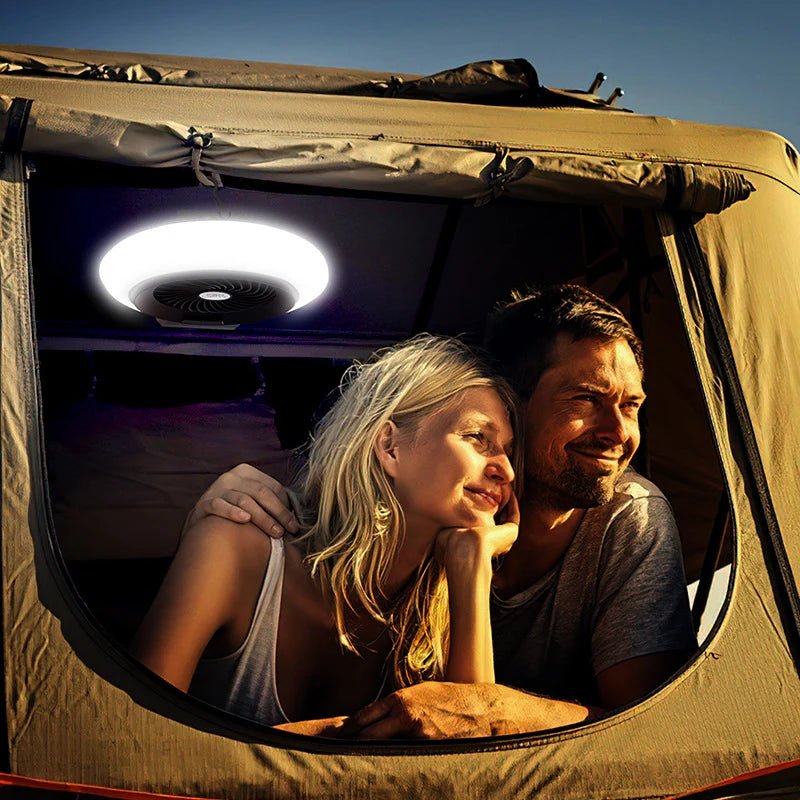 Advanced Portable Camping Lantern with Rechargeable Fan for Outdoor Use