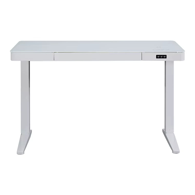 Modern Electric Standing Desk with Tempered Glass Desktop Dual Motor Height Adjustable Ergonomic Home Office Desks with Drawers
