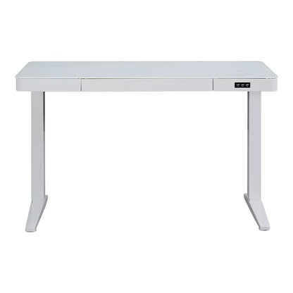 Modern Electric Standing Desk with Tempered Glass Desktop Dual Motor Height Adjustable Ergonomic Home Office Desks with Drawers