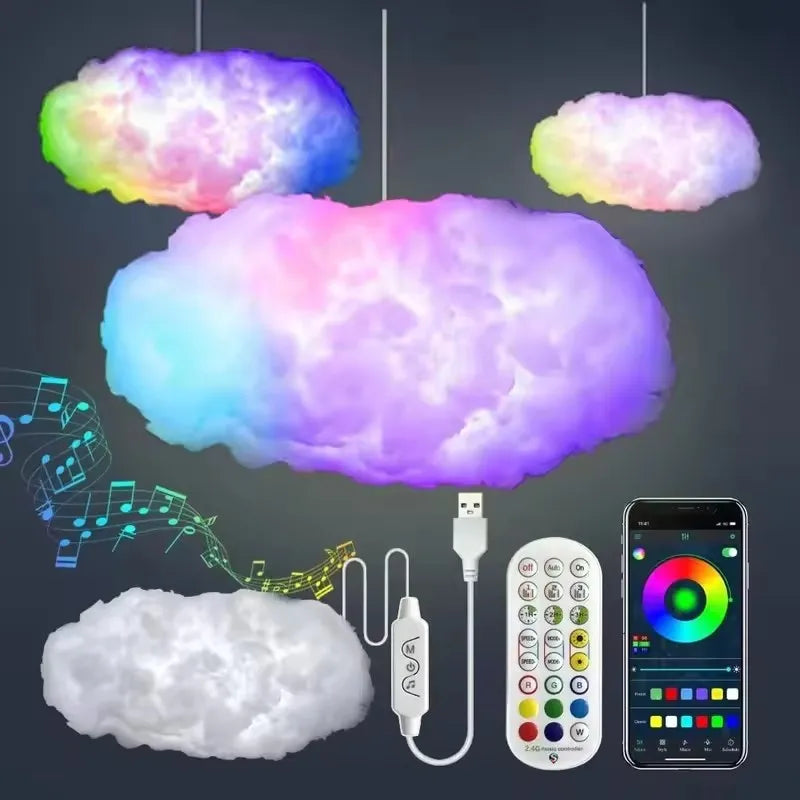 DIY Cloud Light Strip RGBIC LED Strip Lights with APP & Remote Control LED Cotton Cloud Ceiling Light for Gaming Room Decoration