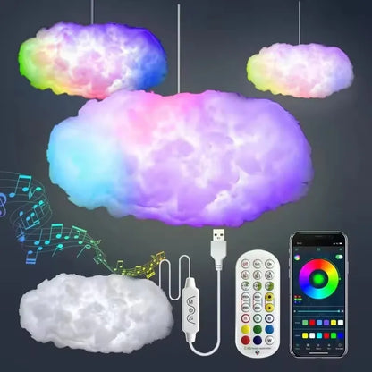 DIY Cloud Light Strip RGBIC LED Strip Lights with APP & Remote Control LED Cotton Cloud Ceiling Light for Gaming Room Decoration