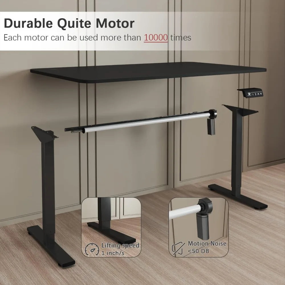 Electric Height Adjustable Desk, 55 X 24 Inches Sit Stand up Desks Office Computer Desks Memory Preset W/T-Shaped Metal Bracket