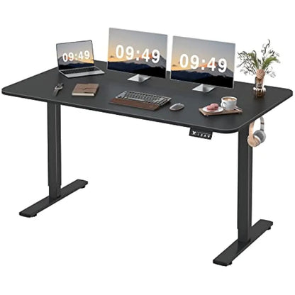 Electric Height Adjustable Desk, 55 X 24 Inches Sit Stand up Desks Office Computer Desks Memory Preset W/T-Shaped Metal Bracket