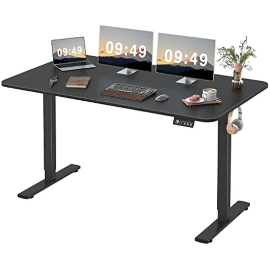 Electric Height Adjustable Desk, 55 X 24 Inches Sit Stand up Desks Office Computer Desks Memory Preset W/T-Shaped Metal Bracket