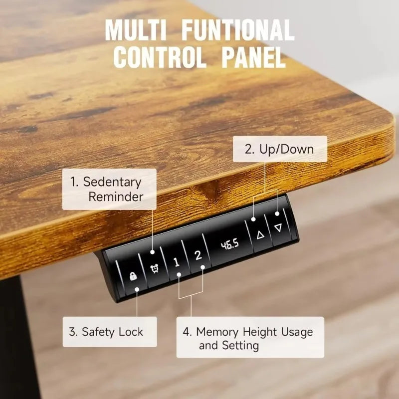 Office Desk, 47.2" Standing Desk Electric, Height Adjustable Sit Stand Up, Wood Desktop, Work Office&Writing Rising Desks