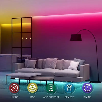 100Ft(2 Rolls of 50Ft)Led Lights，Rgb Color Changing Music Sync LED Lights Strip,Phone App Control LED Rope Lights for Bedroom
