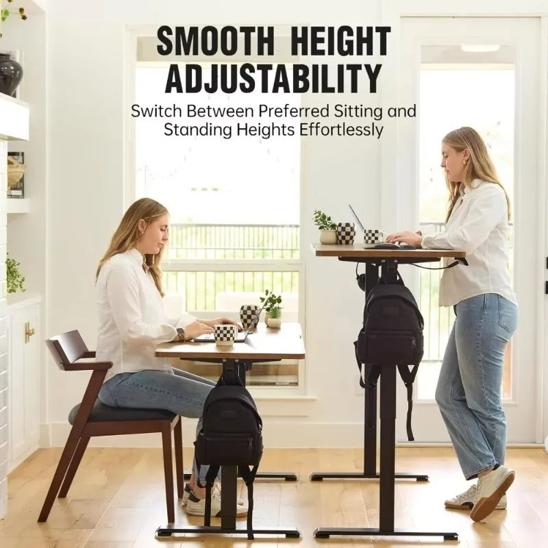 Office Desk, 47.2" Standing Desk Electric, Height Adjustable Sit Stand Up, Wood Desktop, Work Office&Writing Rising Desks