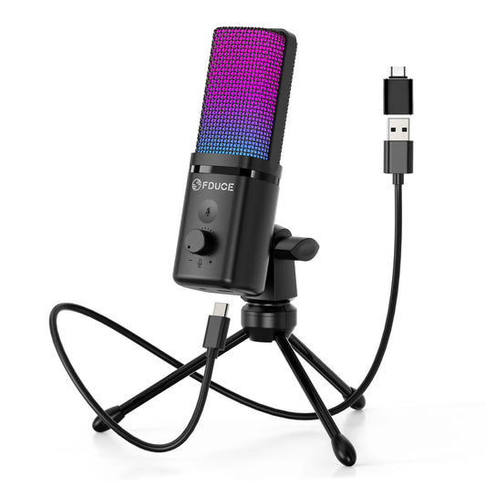 M160-RGB USB Gaming Microphone with RGB Dynamic Color,Touch Mute Button,Arm Stand or Tripod Shock Mount ,For PC PS5/4