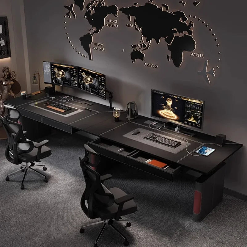 Black Designer Modern Office Desks Drawers Height Adjustable Black Electric Computer Desks Gaming Home Escritorio Furniture
