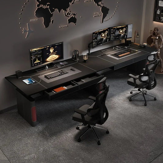 Black Designer Modern Office Desks Drawers Height Adjustable Black Electric Computer Desks Gaming Home Escritorio Furniture