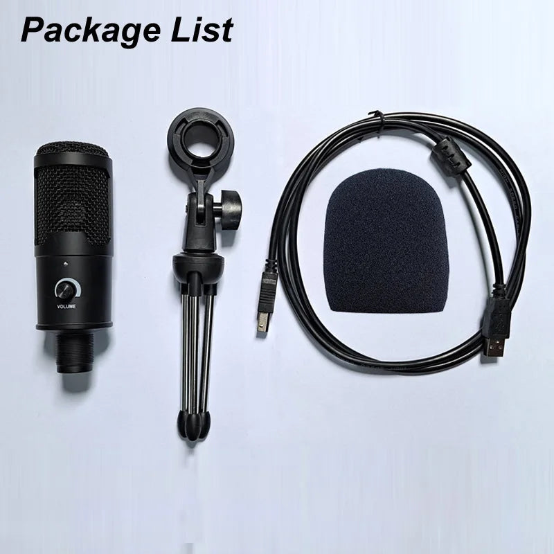 1.5M USB Condenser Microphones Mic for PC Computer Laptop Singing Gaming Streaming Recording Studio Youtube Video Microfon