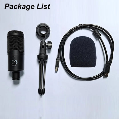 1.5M USB Condenser Microphones Mic for PC Computer Laptop Singing Gaming Streaming Recording Studio Youtube Video Microfon