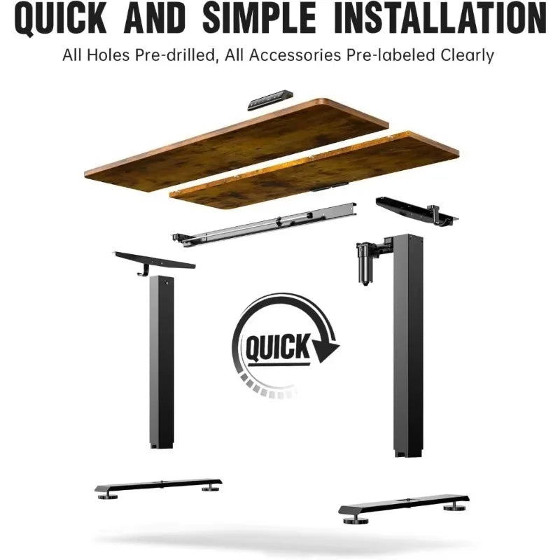 Office Desk, 47.2" Standing Desk Electric, Height Adjustable Sit Stand Up, Wood Desktop, Work Office&Writing Rising Desks