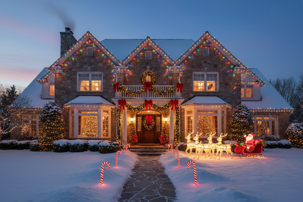 house decorated with christmas decorations