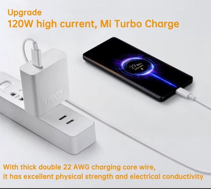 Original Usb Type C Cable 120W 67W Turbo Fast Charger Mi 15 14 13 12T Pro 12 11 Ultra Poco X6 X7 Redmi Note Black Shark 5