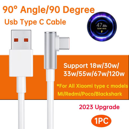 Original Usb Type C Cable 120W 67W Turbo Fast Charger Mi 15 14 13 12T Pro 12 11 Ultra Poco X6 X7 Redmi Note Black Shark 5