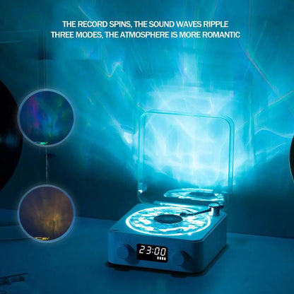 Vinyl Player Bluetooth Speaker with White Noise Retro Turntable Speaker Sleep Aid Vitrola Shaped Speaker with RGB Light